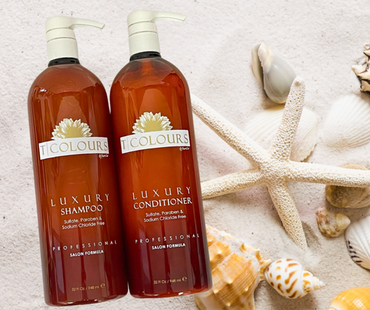 Our T/Colours Luxury Professional Salon Formula Shampoo & Conditioner Liter Duo will give you the professional salon care you need with its gentle protection and vibrant color. Experience luxurious moisturization and vibrant color with this extraordinary deal.  1 - LUXURY SHAMPOO 32oz.  1 - LUXURY CONDITIONER 32oz.