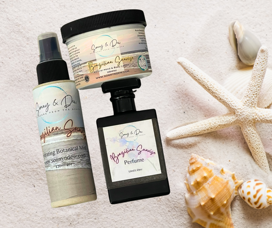 Indulge in a melange of solar blooms, amber sands, and creamy coconut that beckons you to a realm of serenity and relaxation. With each breath, the fragrance's spell transports you to a carefree oasis, where worries melt away and bliss awaits.