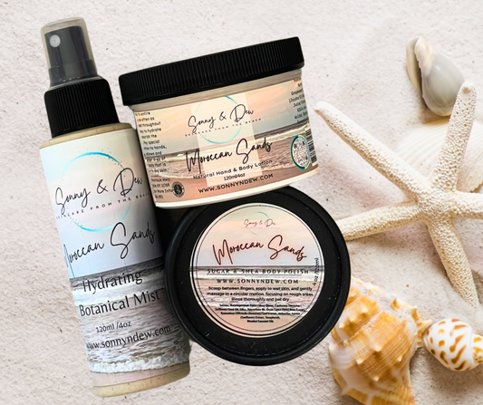 Introducing our Moroccan Sands 3 Piece Body Set, a luxurious ensemble designed to transport you to exotic realms with every use. Crafted with care and infused with the timeless allure of classic carnation, warm sandalwood, and musk, this collection offers an indulgent sensory experience like no other.